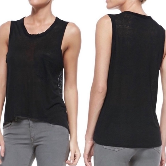 Rag & Bone Black Linen The Deal Tank Sleeveless Top Shirt XS - Picture 1 of 8